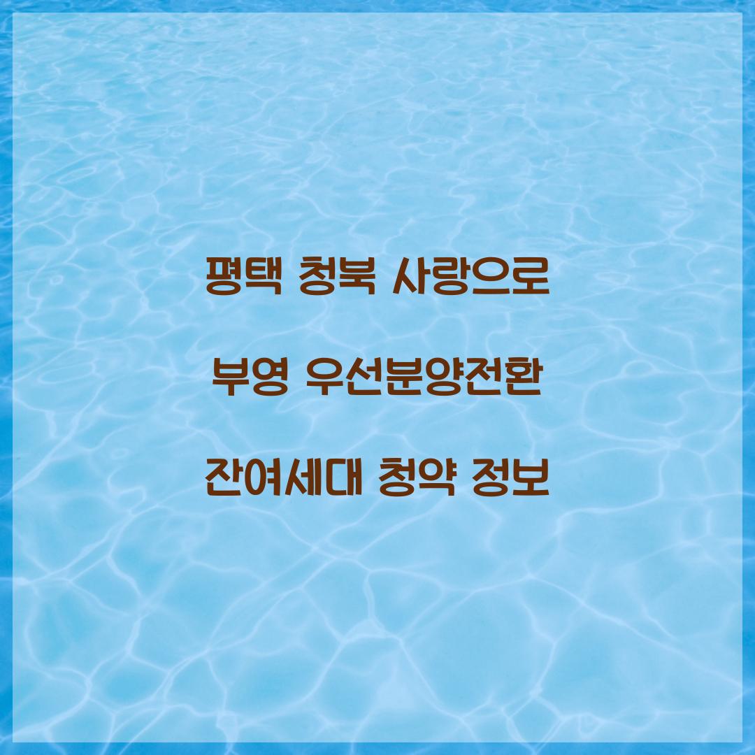 우선분양전환 잔여세대 청약