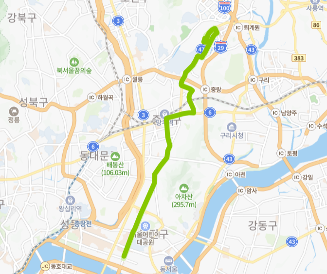 구리-서울-680번-버스-노선-지도