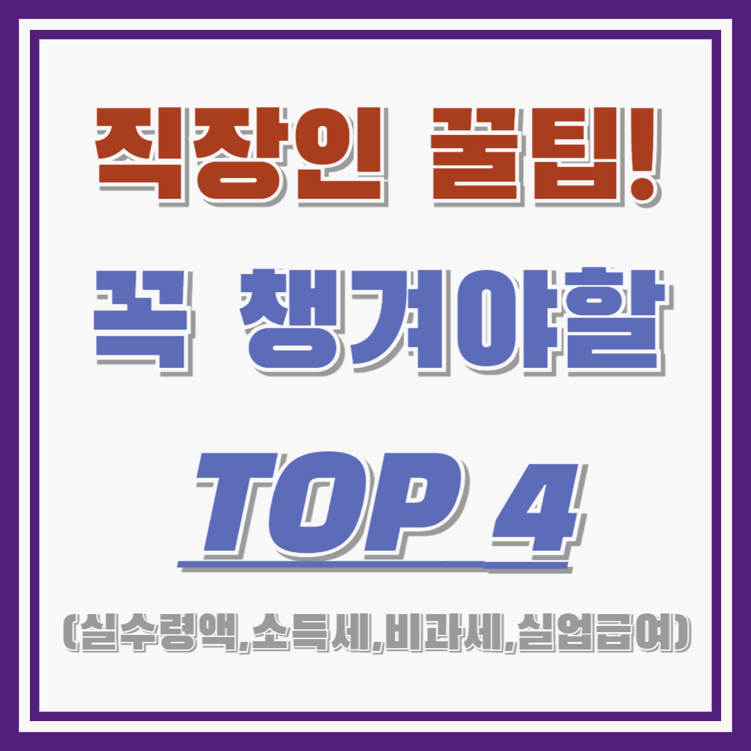 직장인 놓쳐서는 안되는 TOP4! : 연봉 실수령액/소득세 과세표준/월급 비과세/실업급여!