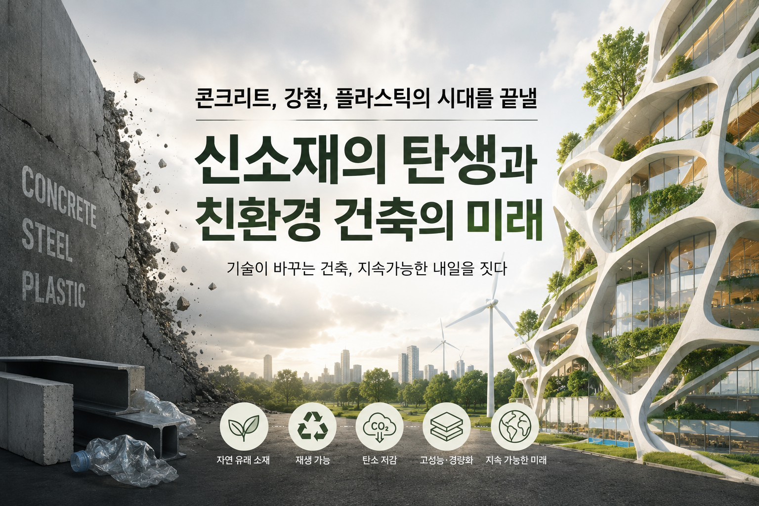 콘크리트, 강철, 플라스틱의 시대를 끝낼 신소재의 탄생과 친환경 건축의 미래