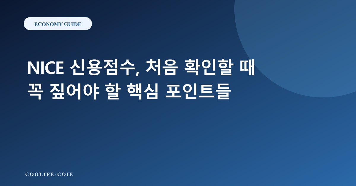 NICE 신용점수, 처음 확인할 때 꼭 짚어야 할 핵심 포인트들