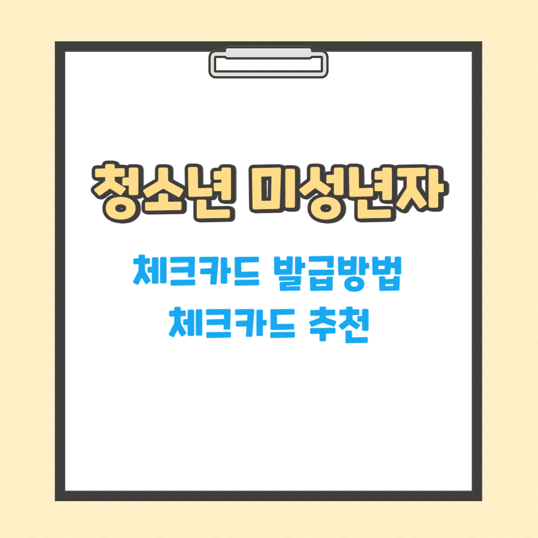 청소년 미성년자 체크카드 발급방법 체크카드 추천