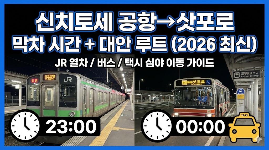 신치토세 공항&rarr;삿포로 막차 시간 + 대안 루트 (2026 최신)