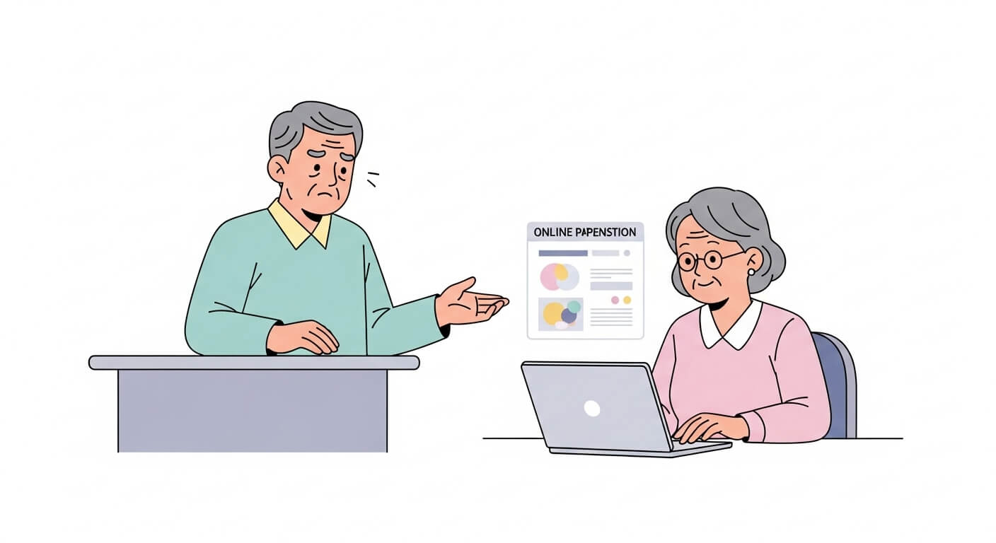 한쪽은 정부24·복지로 온라인 신청, 다른 쪽은 주민센터 직접 방문하는 두 가지 신청 경로를 나란히 표현 1