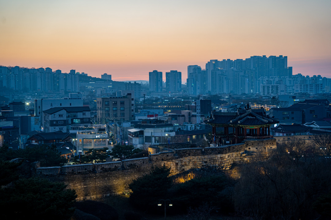 방화수류정 일몰