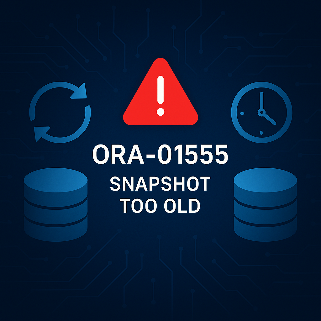 Oracle ORA-01555 Snapshot Too Old error troubleshooting guide with UNDO retention optimization diagram