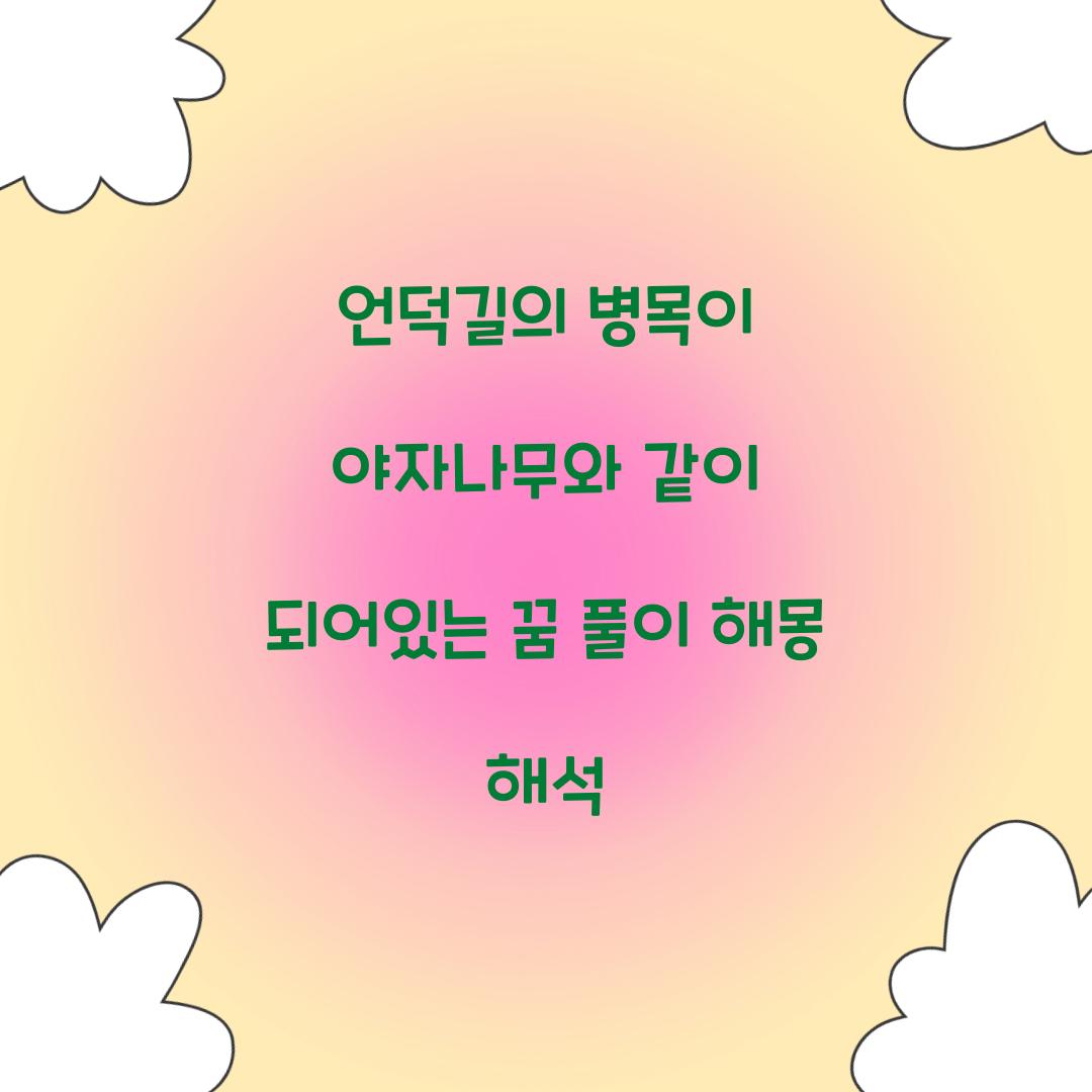 언덕길의 병목이 야자나무와 같이 되어있는 꿈 풀이 해몽 해석