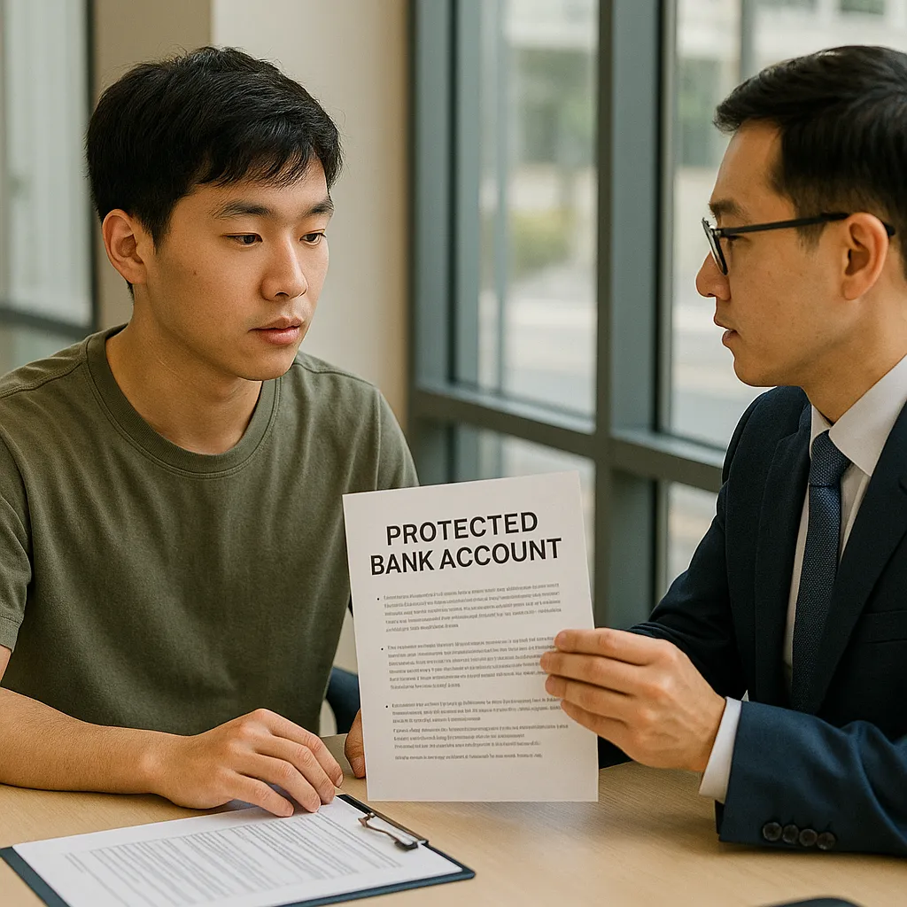 보호계좌 개설 상담을 받는 청년