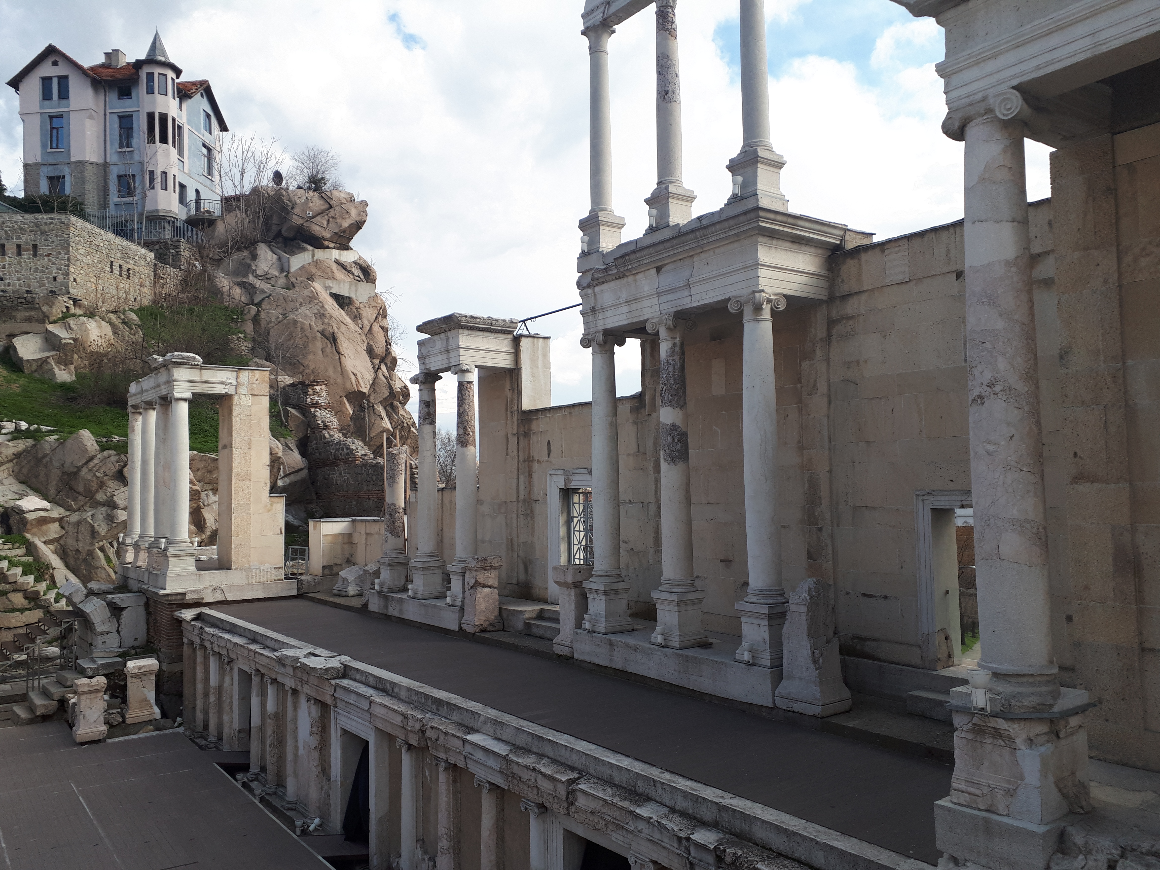 불가리아 플로브디프 필리포폴리스 고대 원형극장 근접 샷