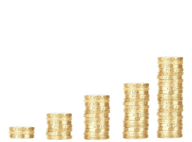 동전을 높이에 따라 차례대로 쌓아 놓은 모습