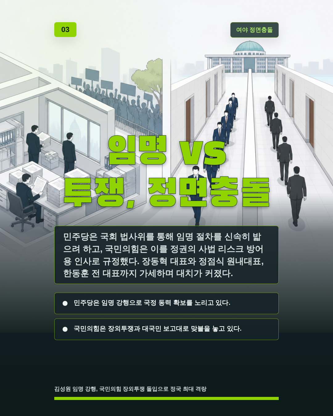 임명 vs 투쟁, 정면충돌