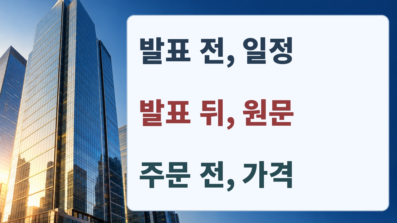 발표 전에는 일정을, 발표 뒤에는 원문을, 주문 전에는 가격을 확인