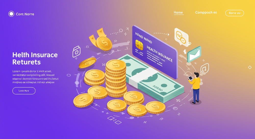 건강보험료 과오납 환급금을 상징하는 동전과 건강보험증 이미지. 돈을 찾아가는 과정의 중요성과 디지털 환급의 편리함을 강조.