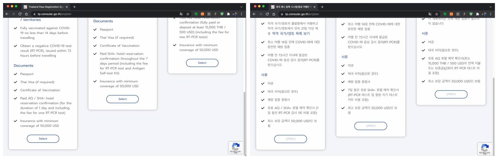 입국 방법 항목 선택