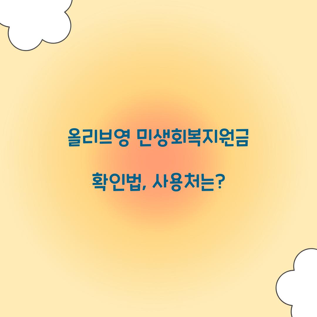 올리브영 민생회복지원금