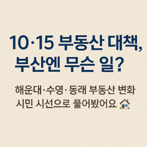 10·15 부동산 대책 후폭풍, 부산엔 무슨 일 생긴 거야?