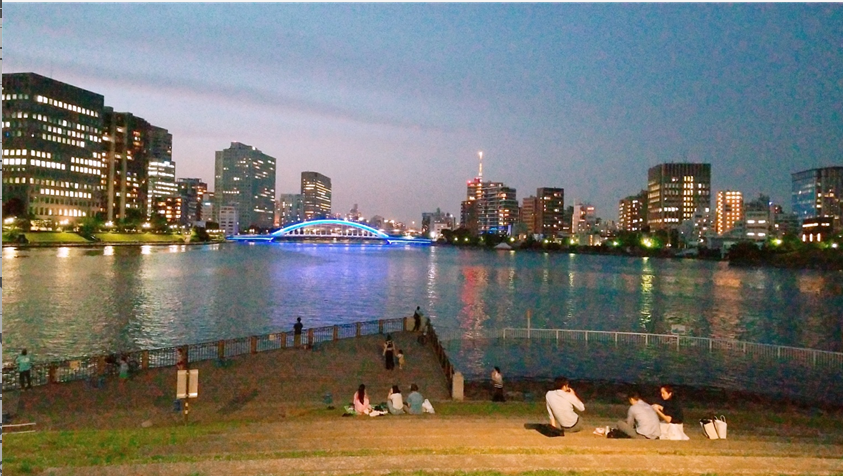 스미다가와 공원 저녁풍경