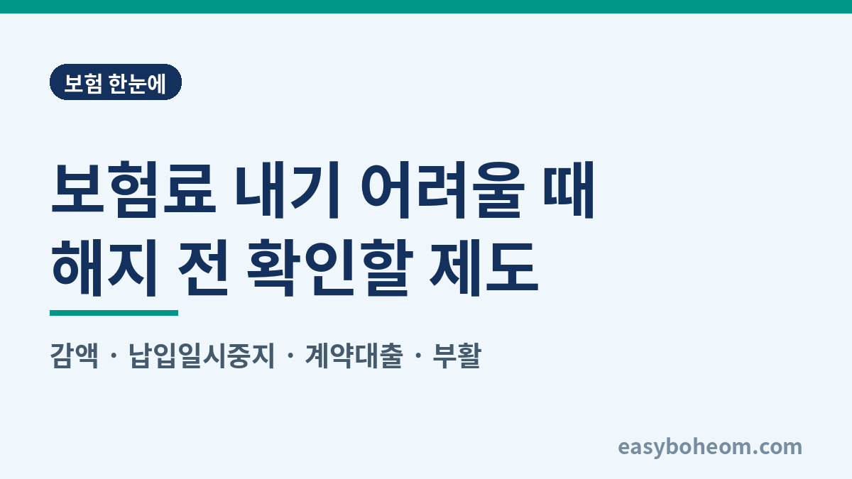 보험료 내기 어려울 때 해지 전에 알아볼 제도 대표 이미지