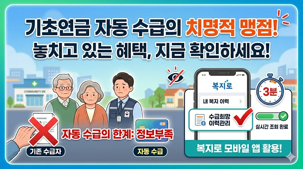 기초연금 자동 수급의 치명적 맹점과 복지로 모바일 앱 활용 '수급희망 이력관리' 3분 실시간 조회법