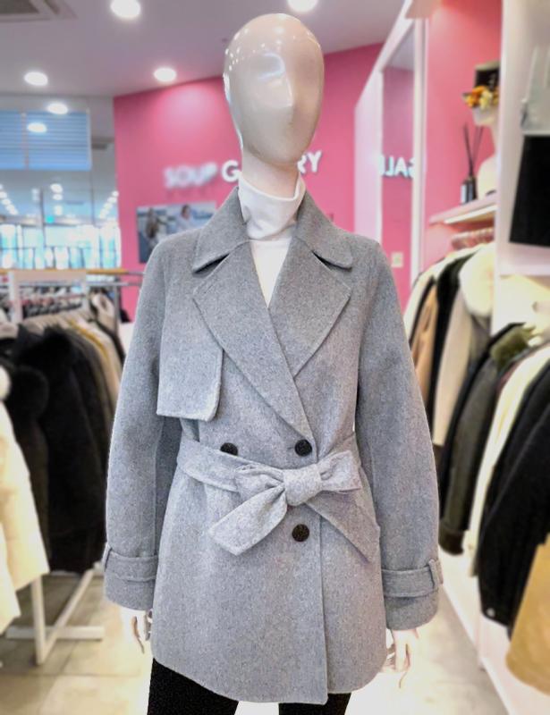 SOUP 더블 버튼 벨티드 하프코트 SZAHC33