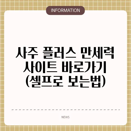 사주 플러스 만세력 사이트 바로가기 (셀프로 보는법)