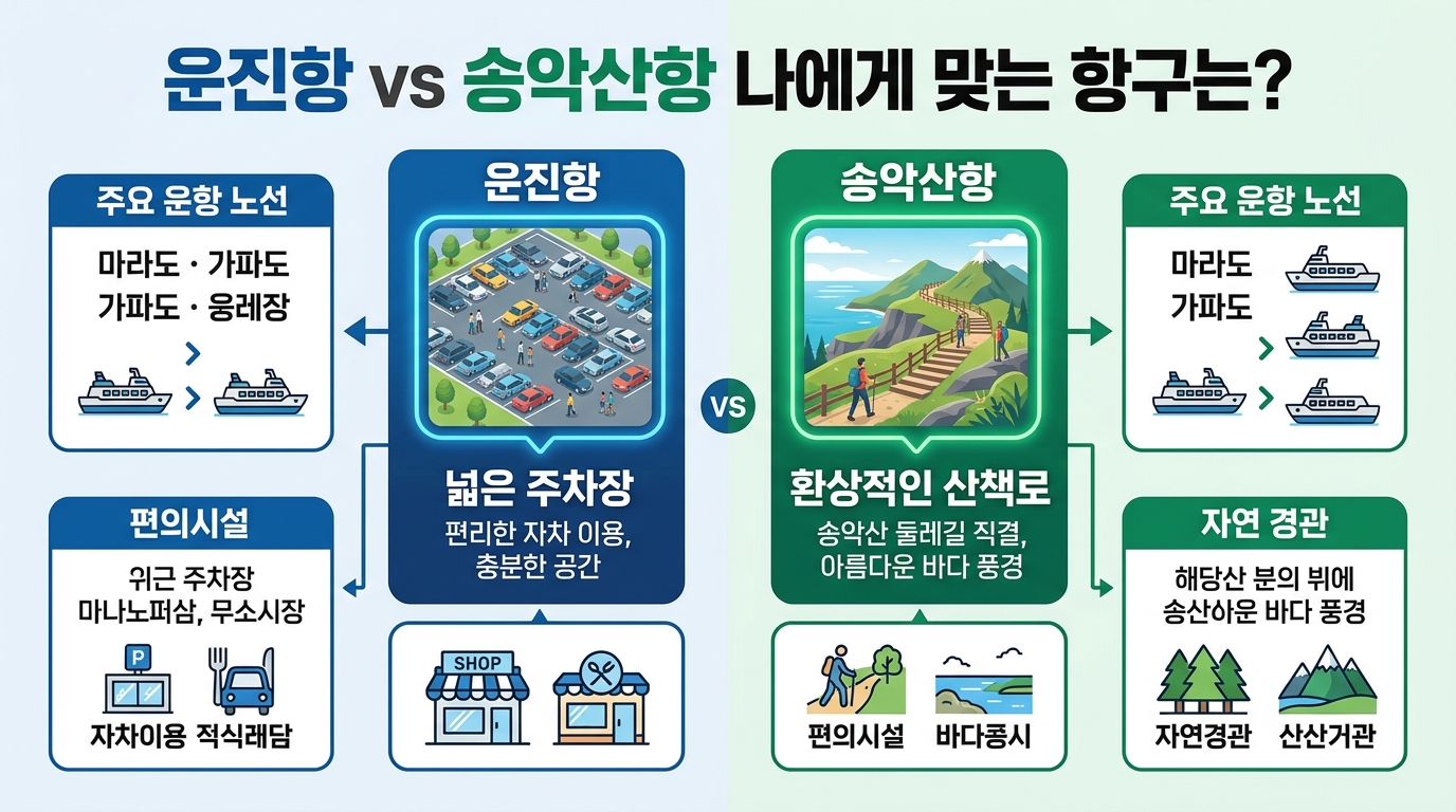 운진항vs송악산항 나에게 맞는 항구는?