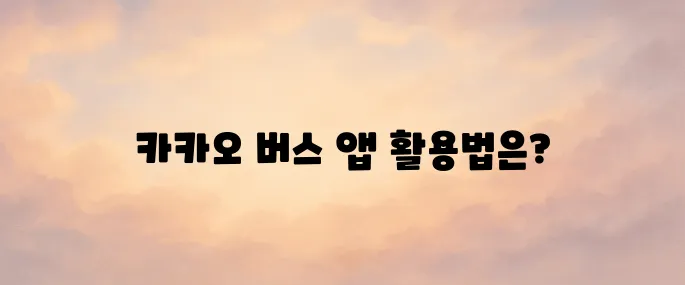 카카오 버스 앱 다운로드 설치 및 사용법