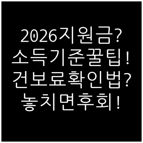 2026 민생지원금 소득 기준과 건강..