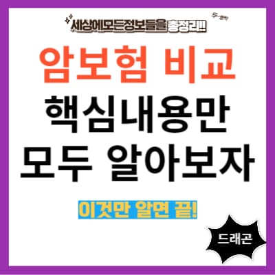 암보험 비교 핵심내용만 모두 알아보자