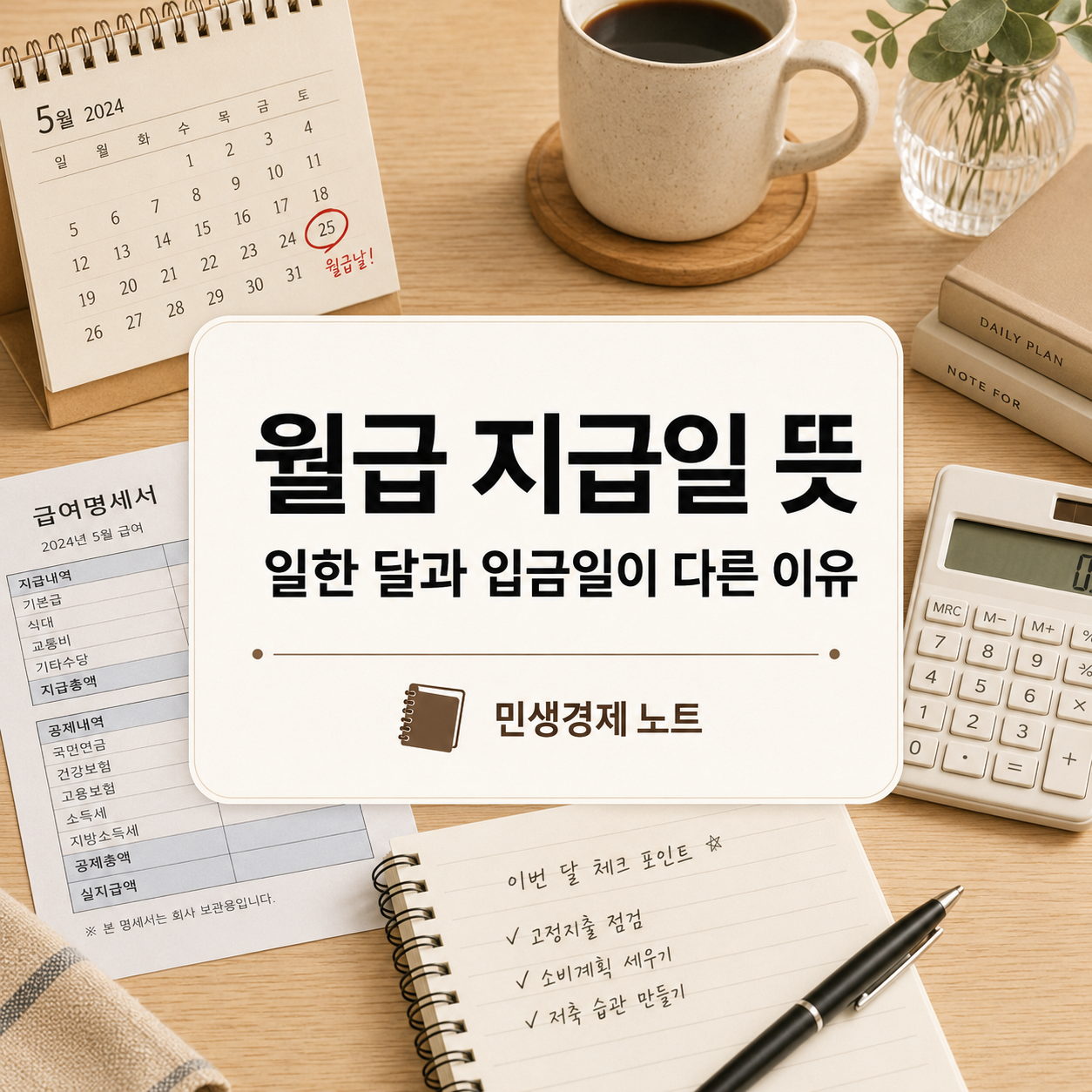 사회 초년생이 월급명세서의 지급일과 실제 입금일 차이를 공부하는 생활경제 노트형 대표 이미지
