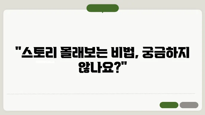 인스타 스토리 몰래보기