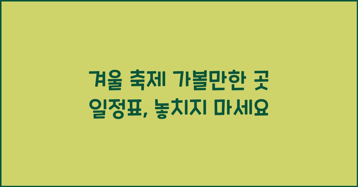 겨울 축제 가볼만한 곳 일정표