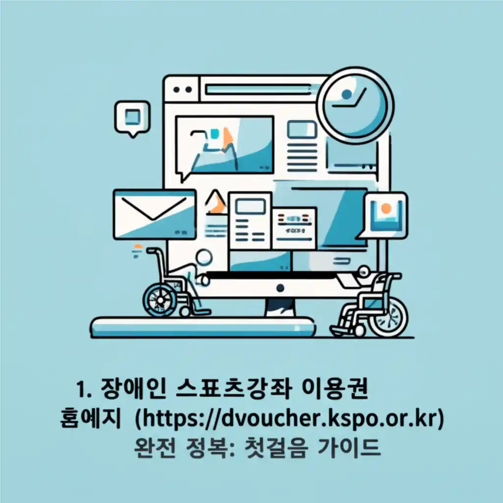장애인 스포츠강좌 이용권 홈페이지의 첫걸음 가이드 화면. 주요 기능 및 이용 방법을 설명합니다.
