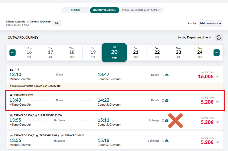 코모 가는 기차는 trenord 기차