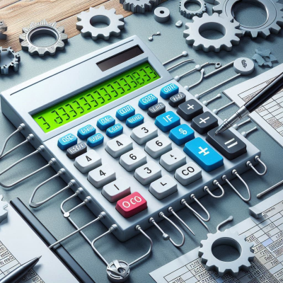 기술적 분석을 위한 복잡한 기계와 계산기.