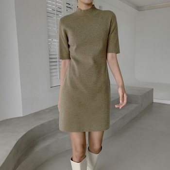 나인 셋업 헤어리 반넥 니트 원피스 OP-5655