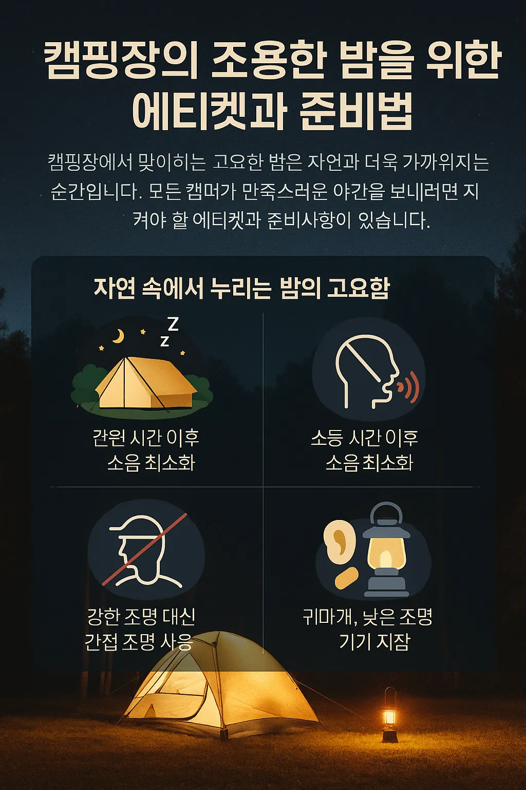 캠핑장의 조용한 밤 에티켓 사진