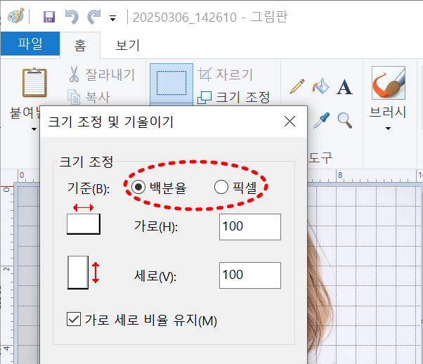 사진 크기 조절 방법 (축소 / 확대)