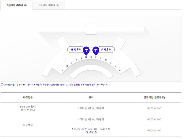 인천공항 SKT 로밍센터 위치