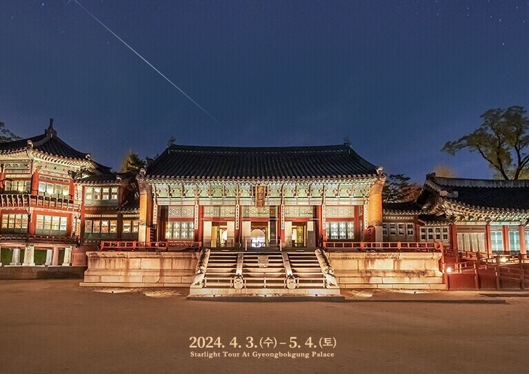 밤에 찍은 경복궁 정면 사진