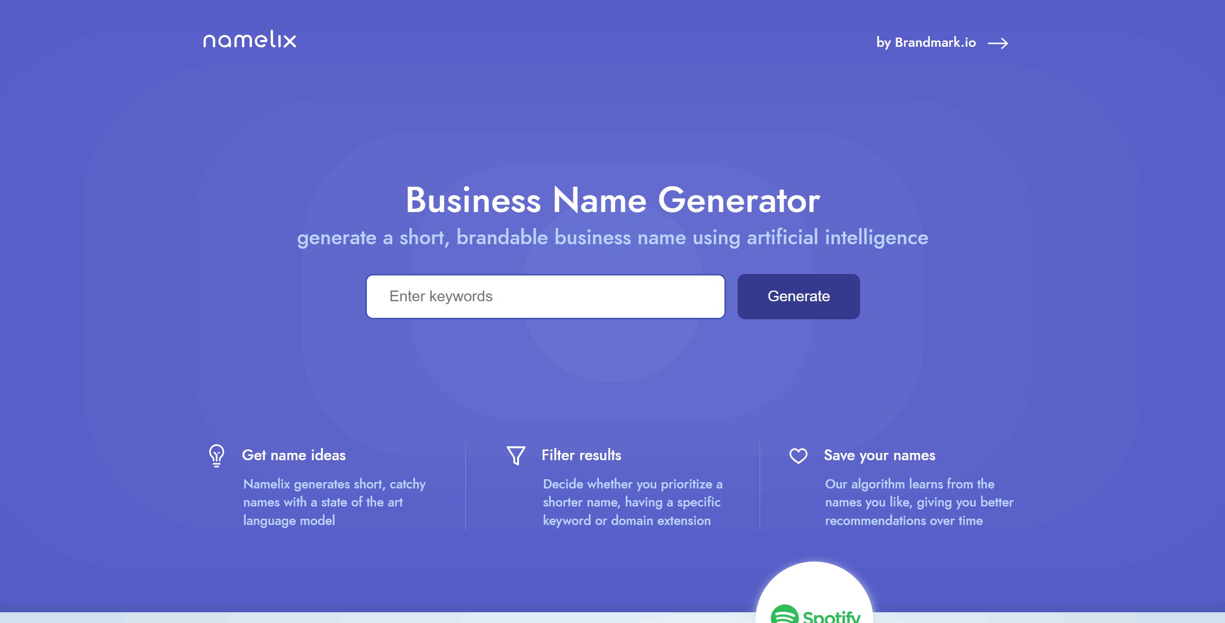 AI画像生成サービス 7. ネームリックス Namelix