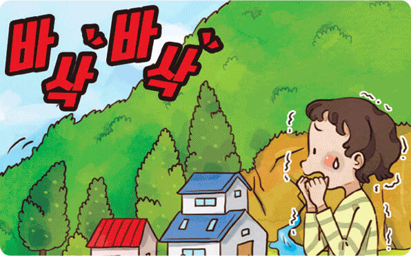 땅밀림-징조-산의-나무에서-바삭바삭-소리가-남