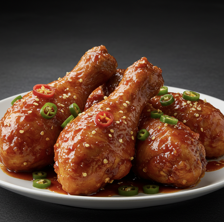 청양 고추가 뿌려진 불닭 치킨