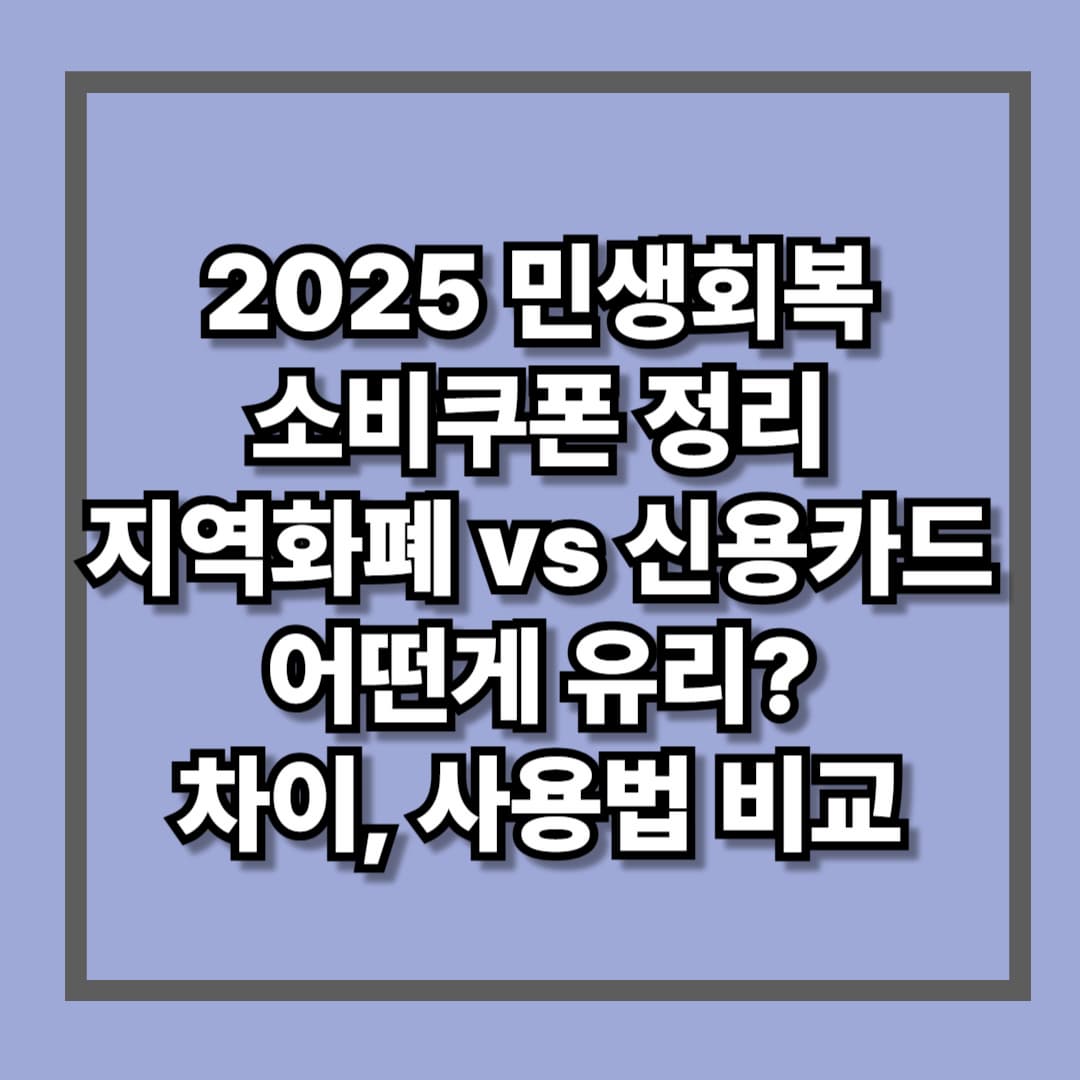 2025 민생회복 소비쿠폰 정리 지역화폐 신용카드 어떤게 유리 차이 사용법 비교