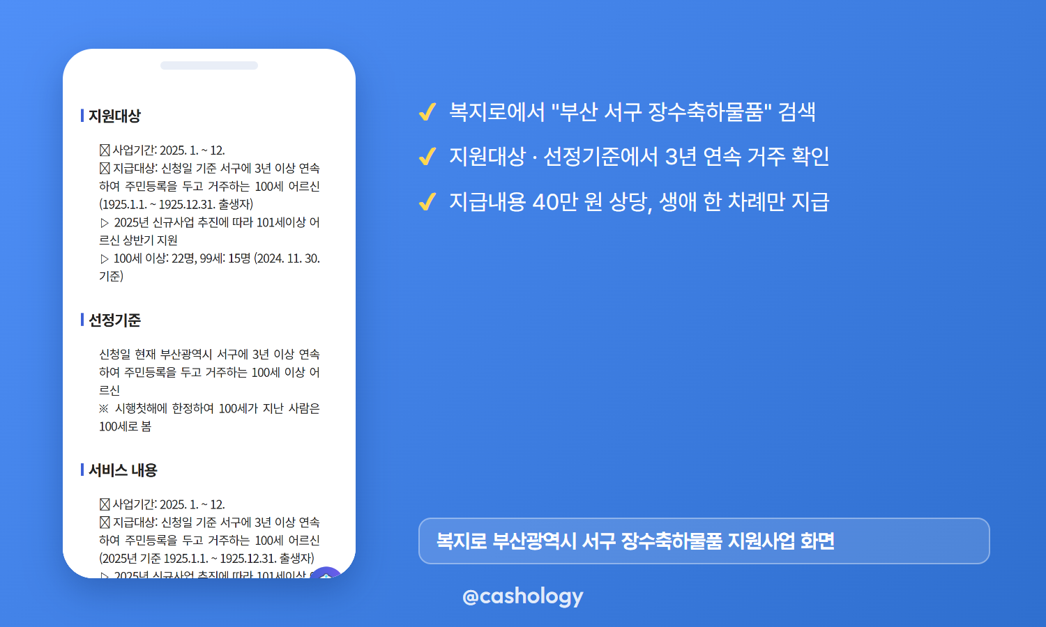 복지로 부산 서구 장수축하물품 안내 페이지 캡처