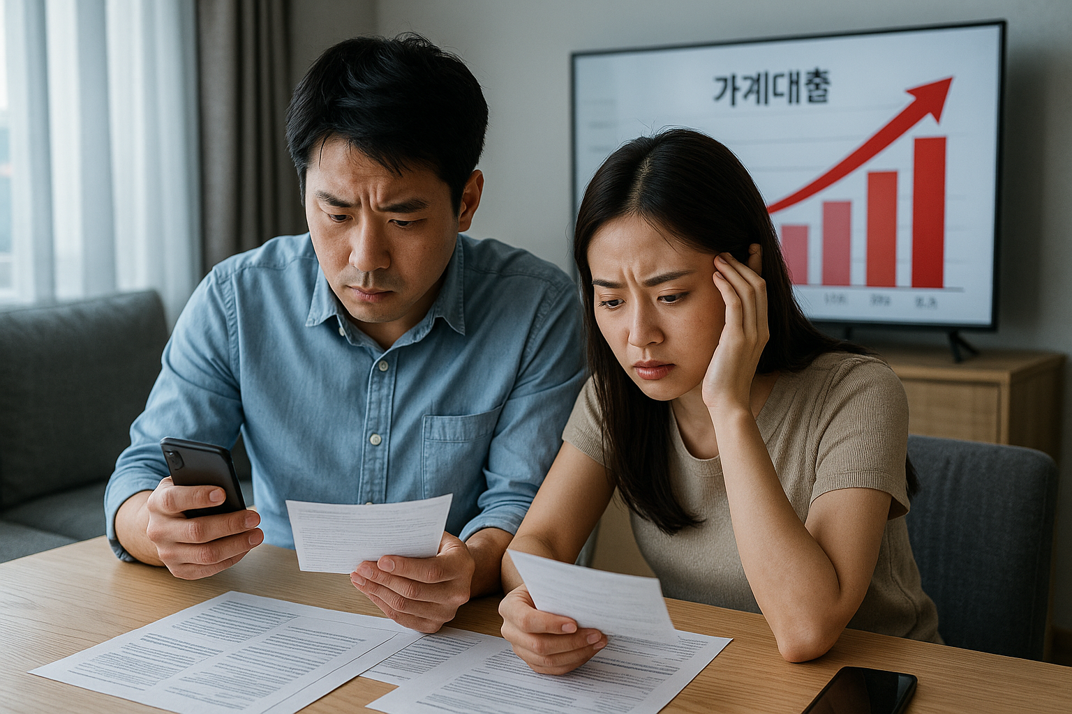 대출 받으려는 부부 모습