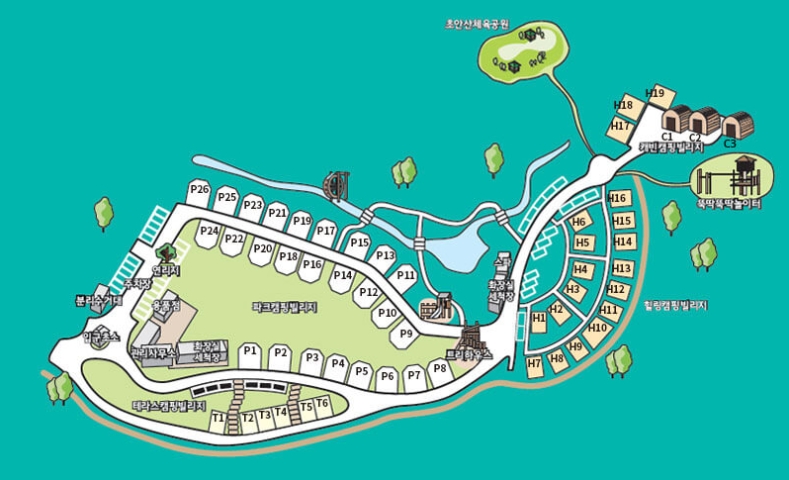 서울 초안산 캠핑장 지도 및 안내도