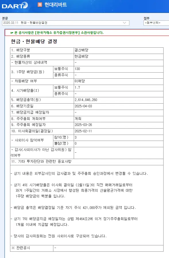 현대리바트(079430) 2025년 배당락일