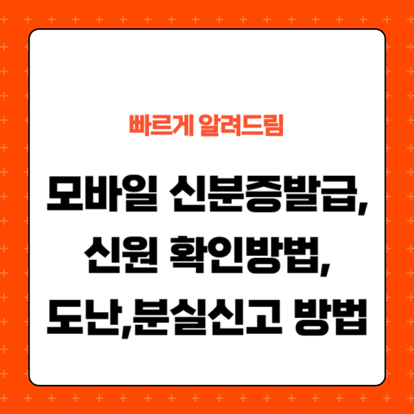 모바일 신분증 발급, 신원 확인방법, 도난 분실신고 방법