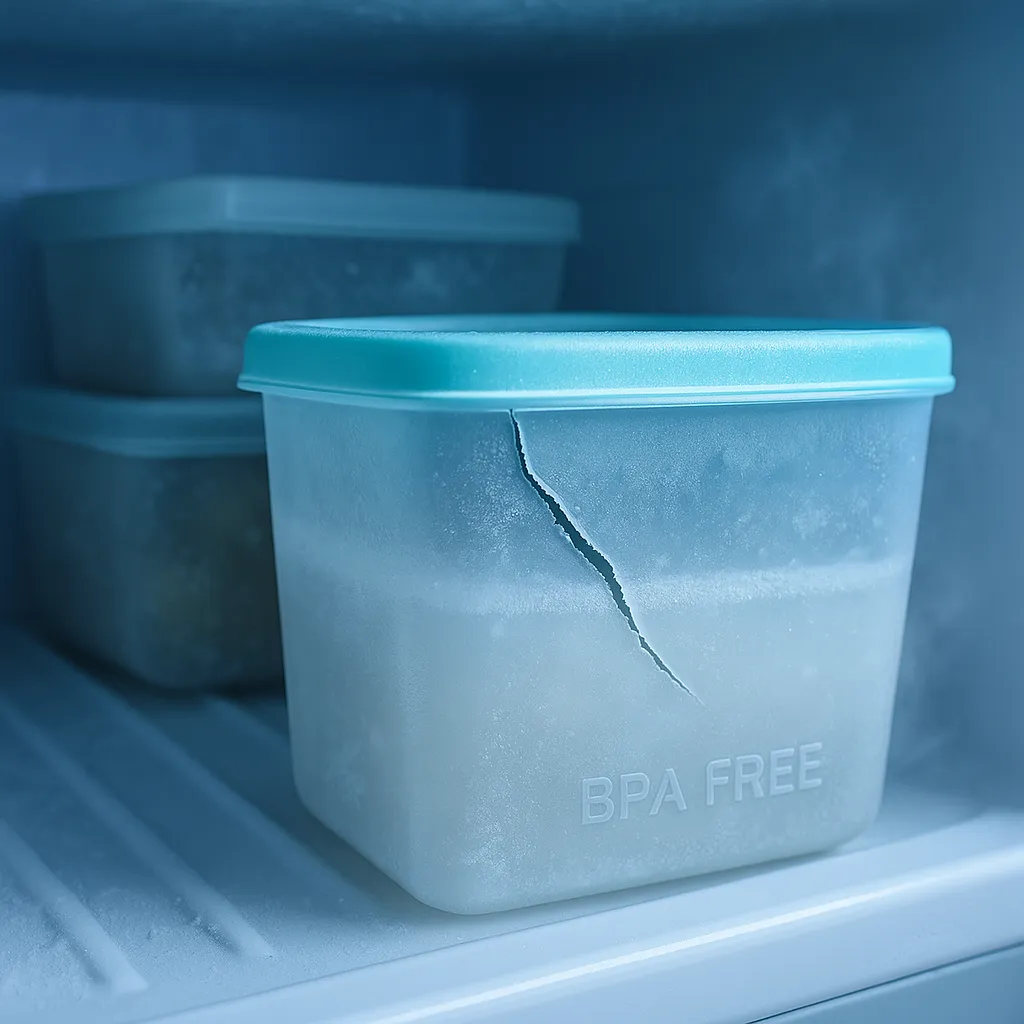 냉동고안에서 깨진 플라스틱 이미지